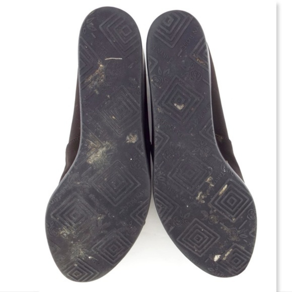 TARYN ROSE Brown Open Toe Slip-on Wedge Heel Pumps 36 - Picture 7 of 8